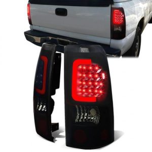 99-03 Chevy Silverado GMC Sierra 1500 2500 3500 Red C-Bar LED Tail Lights - Tinted