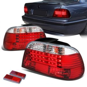 95-01 BMW E38 750iL 740iL 740i LED Bar Rear Brake Tail Lights - Red/Clear Lens