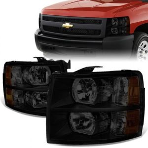 07-14 Chevy Silverado 1500 2500 3500 HD Headlights - Tinted Housing Amber Corner