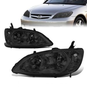 04-05 Honda Civic Sedan/Coupe Headlights - Smoked Housing Clear Corner