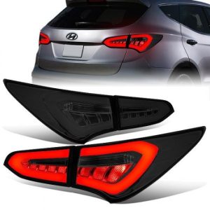 13-16 Hyundai Santa Fe LED Tube Bar Rear Brake Tail Lights - Smoked Housing