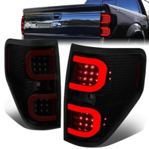 09-14 Ford F150 Dual Red C-Bar LED Rear Brake Tail Lights - Tinted Housing