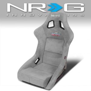 NRG Innovations - Large Size Grey Alcantara Bucket Racing Seats - FRP-302GY-ULTRA
