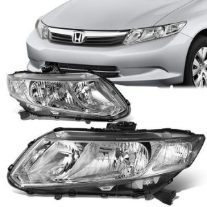 12-15 Honda Civic Headlights - Chrome Housing Clear Corner