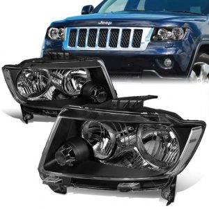 11-13 Jeep Grand Cherokee Headlights - Black Housing Clear Corner
