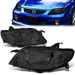 01-03 Mazda Protege Headlights - Smoked Housing Clear Corner