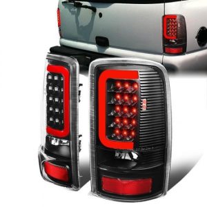 00-06 GMC Yukon XL Chevy Suburban 1500 2500 Tahoe LED Red C-Bar Tail Lights - Black