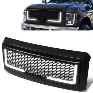 08-10 Ford F250 F350 F450 F550 Super Duty LED DRL Front Grille - Badgeless Honeycomb Mesh
