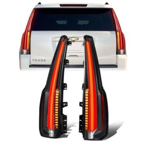15-18 Chevy Tahoe Suburban LED Bar+Turn Signal Rear Brake Tail Lights - Cadillac Style