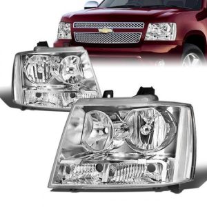 07-14 Chevy Tahoe Avalanche Suburban 1500 2500 Headlights - Chrome Housing Clear Corner