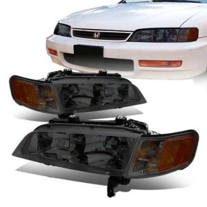 94-97 Honda Accord Headlights - Smoked Housing Amber Corner