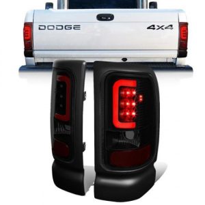 94-02 Dodge Ram 1500 2500 3500 Red C-Bar LED Rear Brake Tail Lights - Tinted