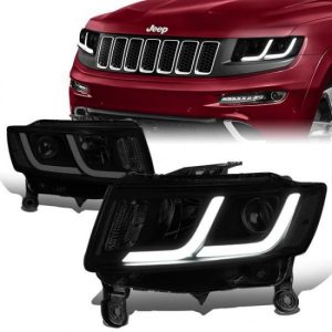 14-16 Jeep Grand Cherokee LED DRL Projector Headlights - Smoked Housing Clear Corner