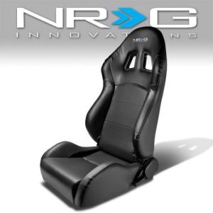 NRG Innovations - Driver Side PVC Leather Racing Seat w/Universal Slider - RS-204-PVC-BK-L