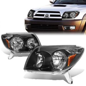 03-05 Toyota 4Runner Headlights - Black Housing Amber Corner