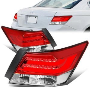08-12 Honda Accord LED Tube Rear Brake Tail Lights - Red/Clear Lens