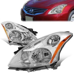 10-12 Nissan Altima Sedan Headlights - Chrome Housing Amber Corner