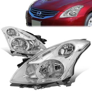 10-12 Nissan Altima Sedan Headlights - Chrome Housing Clear Corner
