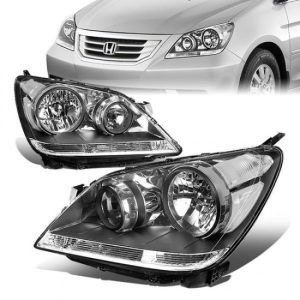 08-10 Honda Odyssey Headlights - Black Housing Clear Corner