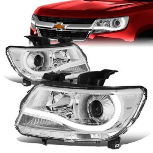 15-17 Chevy Colorado LED DRL Projector Headlights - Chrome Housing Clear Corner
