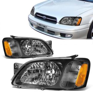 00-04 Subaru Legacy L/Brighton 03-06 Baja Headlights - Black Housing Amber Corner