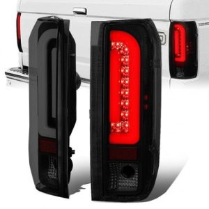 90-97 Ford F150 F250 F350 Bronco LED Bar Rear Brake Tail Lights - Tinted Housing