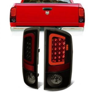 07-09 Dodge Ram 1500 2500 3500 Red C-Bar LED Rear Brake Tail Lights - Tinted