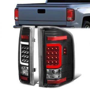 07-14 Chevy Silverado 1500 2500HD 3500HD LED C-Bar Tail Lights - Black