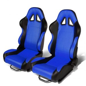 Racing Seats - Reclinable - Square Stitch - PVC Leather - Pair