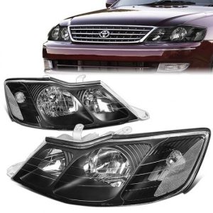 00-04 Toyota Avalon Headlights - Black Housing Clear Corner