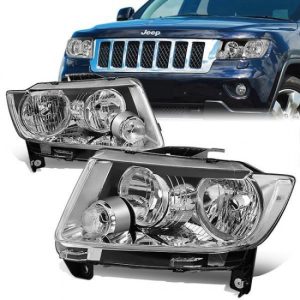 11-13 Jeep Grand Cherokee Headlights - Chrome Housing Clear Corner