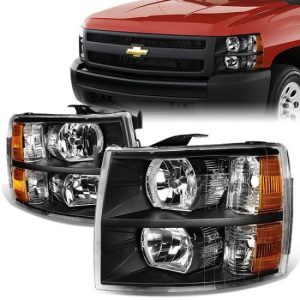 07/14 Chevy Silverado 1500 2500 3500 HD Headlights Black Housing Amber Corner
