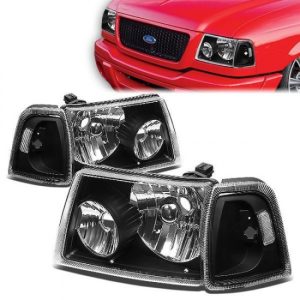 01-11 Ford Ranger Headlights - Black Housing Clear Corner