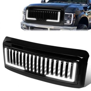 08-10 Ford F250 F350 F450 F550 Super Duty LED DRL Front Grille - Badgeless Vertical Fence Style