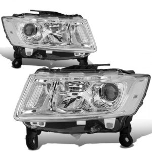 14-16 Jeep Grand Cherokee Pre-Facelift Projector Headlights - Chrome Housing Clear Corner