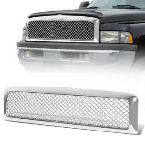94-02 Dodge Ram 1500 2500 3500 Front Grille - Badgeless Diamond Mesh - Chrome
