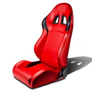 Left / Driver Side Reclinable PVC Leather Racing Seat w/Universal Slider