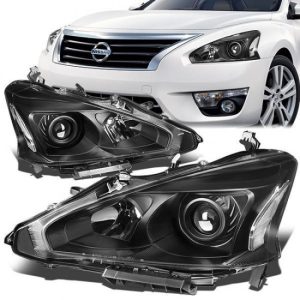 13-15 Nissan Altima Sedan Projector Headlights - Black Housing Clear Corner