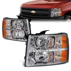 07/14 Chevy Silverado 1500 2500 3500 HD LED DRL Headlights Chrome Housing Amber Corner
