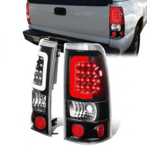 99-03 Chevy Silverado GMC Sierra 1500 2500 3500 LED C-Bar Tail Lights - Black