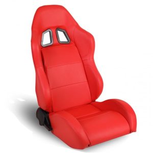 Left / Driver Side Reclinable PVC Leather Racing Seat - Red