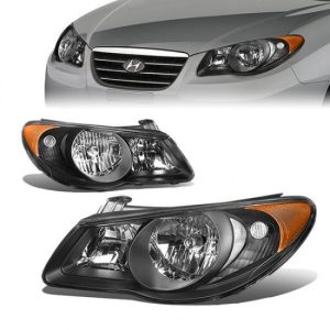 07-09 Hyundai Elantra Headlights - Black Housing Amber Corner