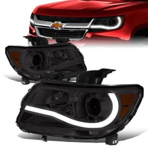 15-17 Chevy Colorado LED DRL Projector Headlights - Smoked Housing Amber Corner