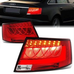 05-08 Audi A6 Quattro Sedan S6 LED Bar Rear Brake Tail Lights - Red Housing