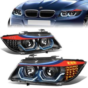 06-08 BMW E90 323i 325xi 325i 328i 328xi 330i LED U-Halo Projector Headlights - M-Style
