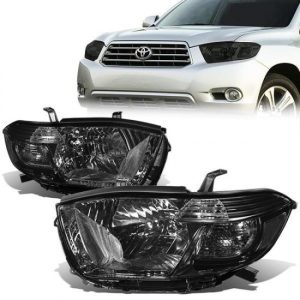 08-10 Toyota Highlander Headlights - Smoked Housing Clear Corner